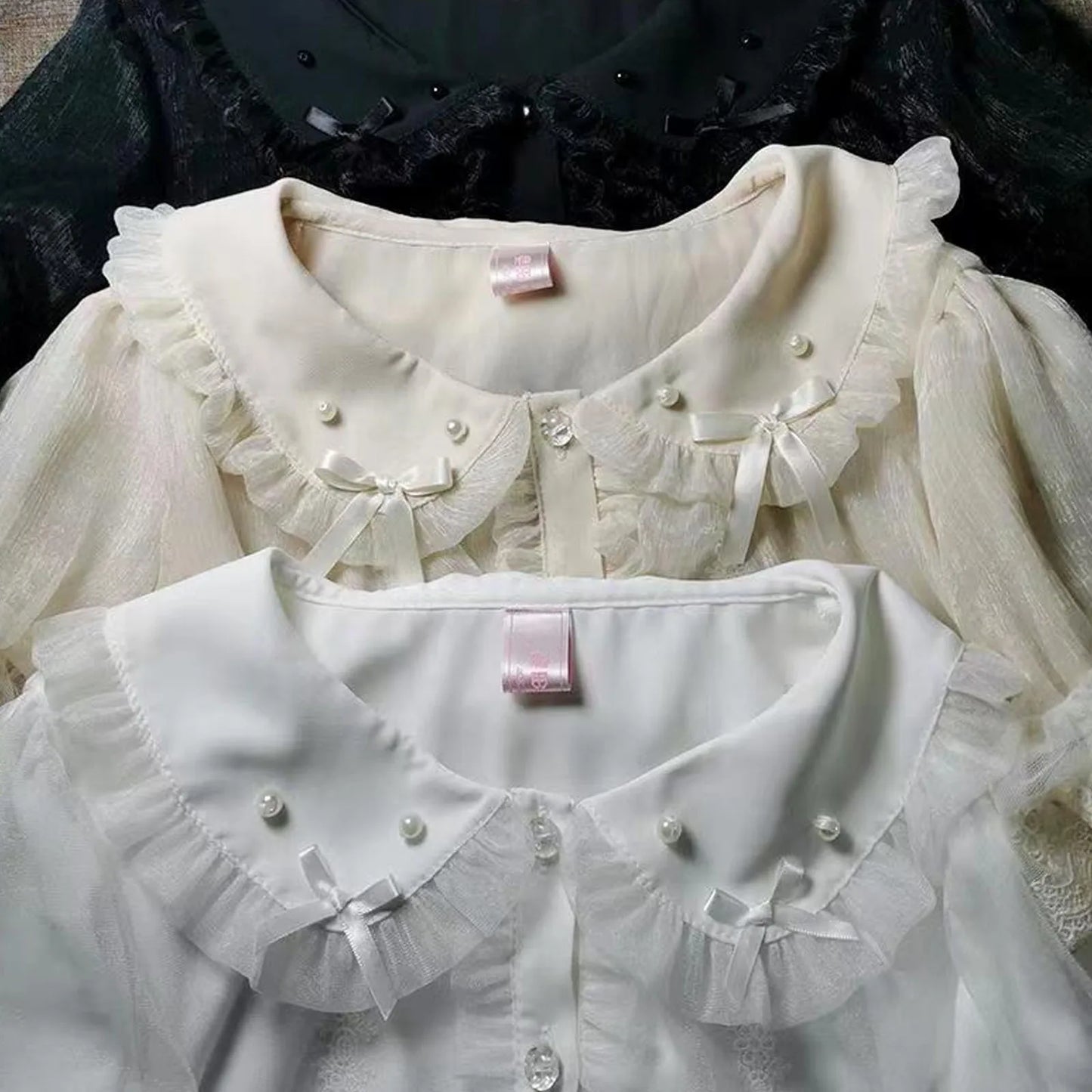 Spring Blouse Women Japanese Kawaii Cute Lace Patchwork Peter Pan Collar Shirt Vintage Sweet Embroidery Top Blusas