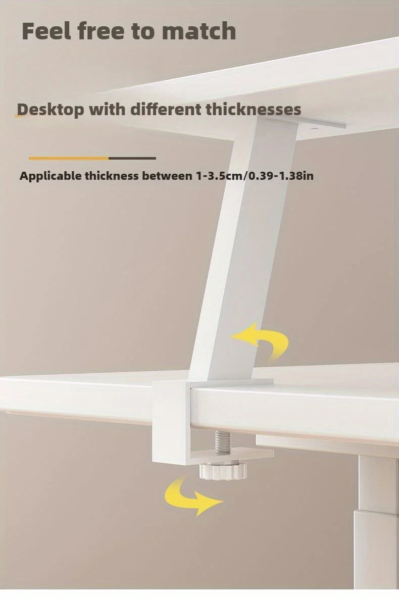 Versatile Desk Organizer with Metal U-Clamp - Sturdy Wooden Storage Rack for Office, Study & Reading