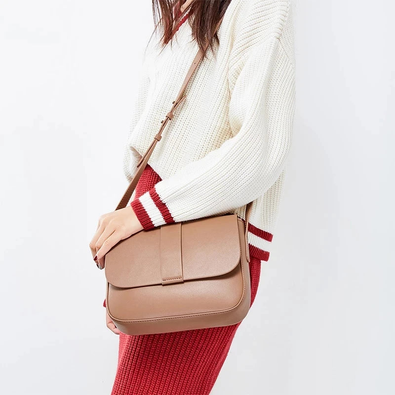 2024 New Women's Bag Female Luxury Soft Genuine Leather Handbag Lady Fashion Daily Casual Shoulder Bag Girls Crossbody Messenger