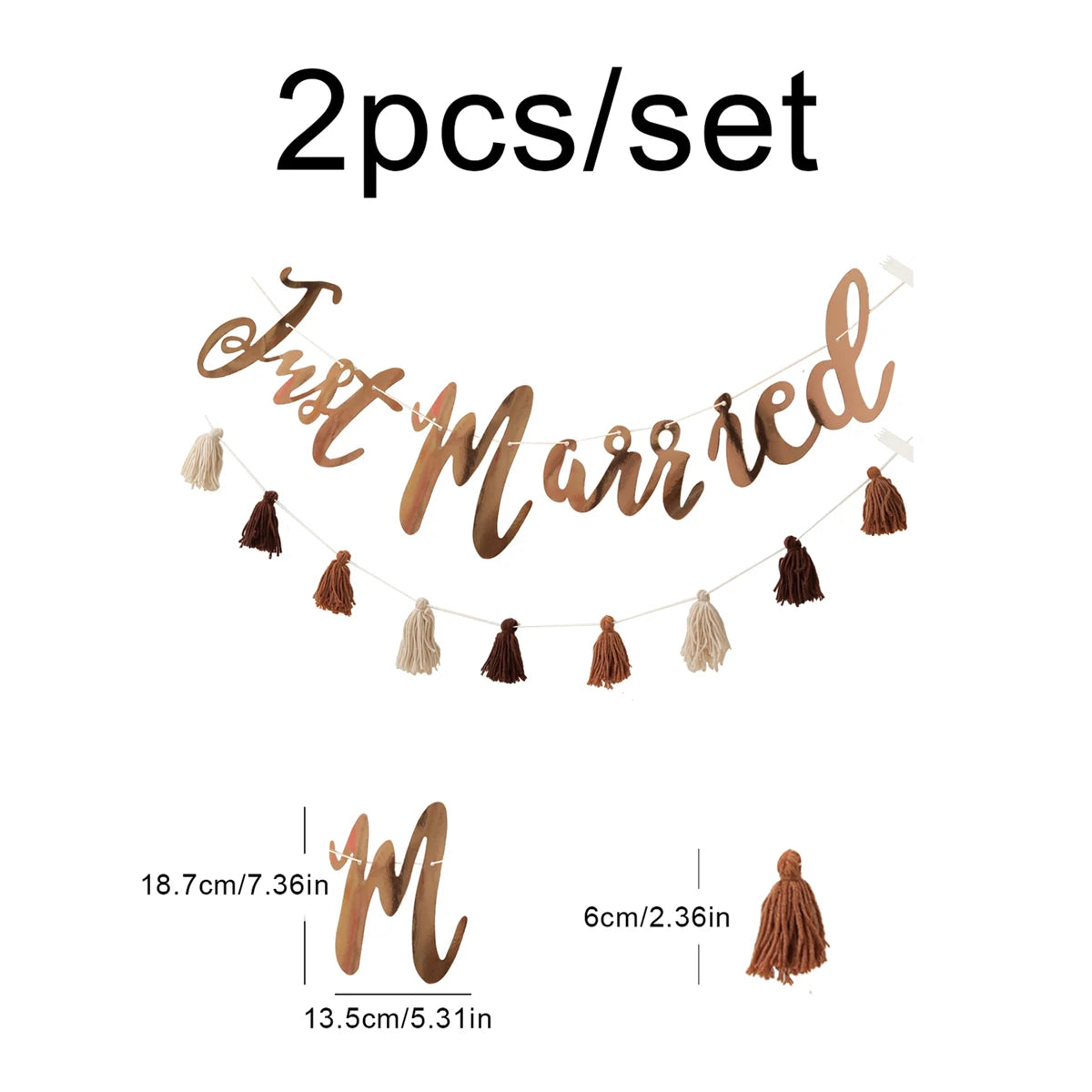 Just MARRIED the party is decorated with banners and flags