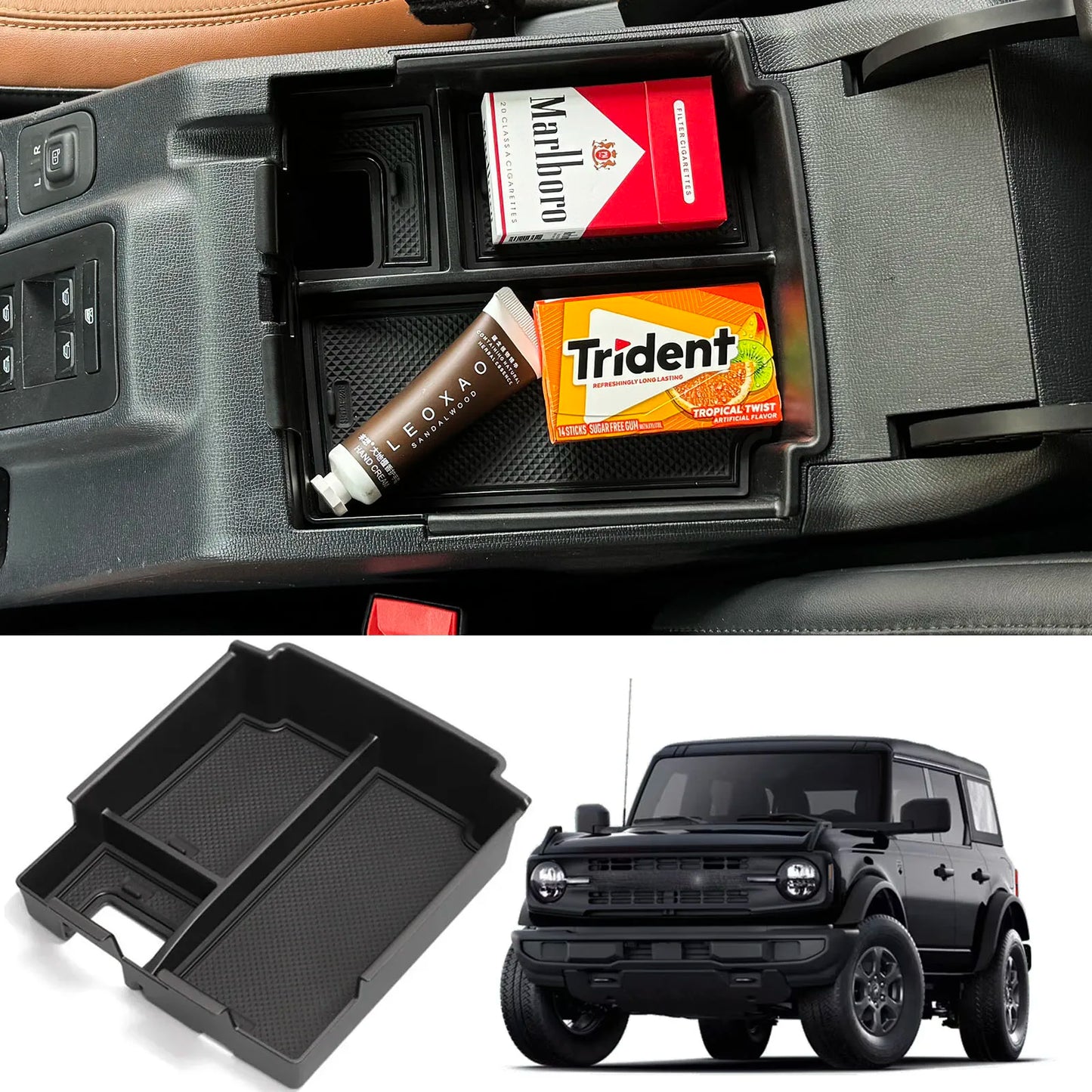 For 2025 Ford Bronco 4 Doors Accessories Center Console Organizer Tray Armrest Box Storage Interior Phone Holder Car Accessories