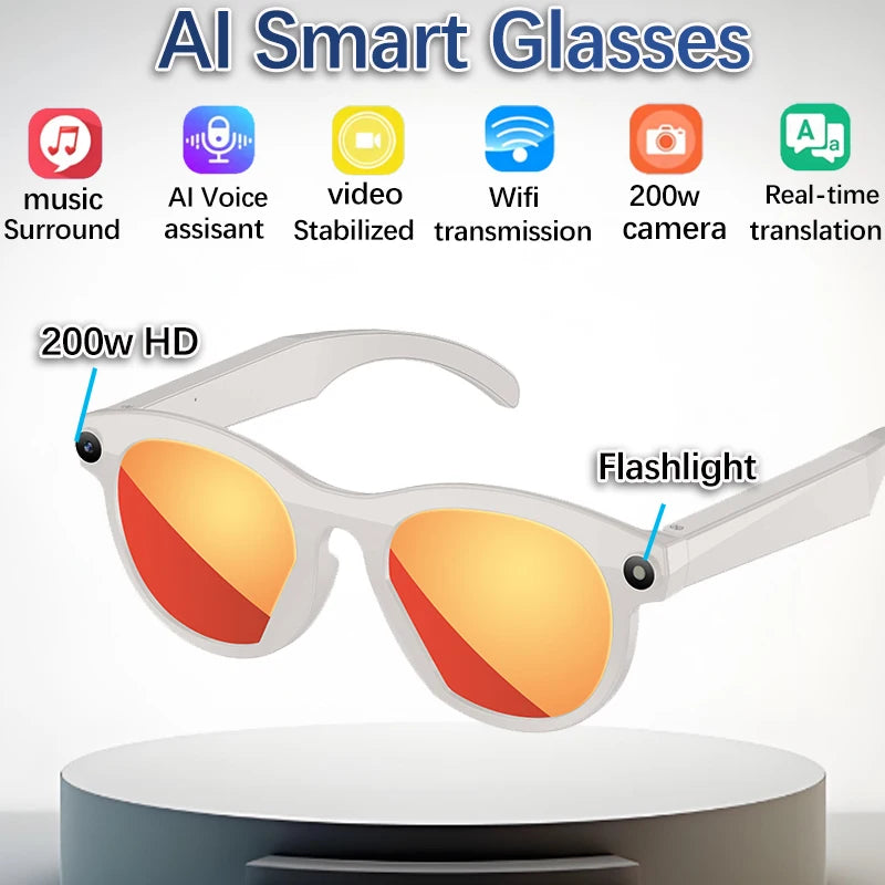 2025 200W HD Smart Glasses With AI Camera For Voice Calls And Translation High-definition Photography Video Recording Sunglasses