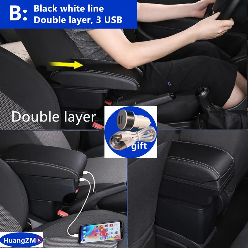 For Honda Jazz Armrest For Honda Fit Jazz 3 2014-2019 Car Armrest Box Car Storage Box Retrofit Accessorie Simple installation
