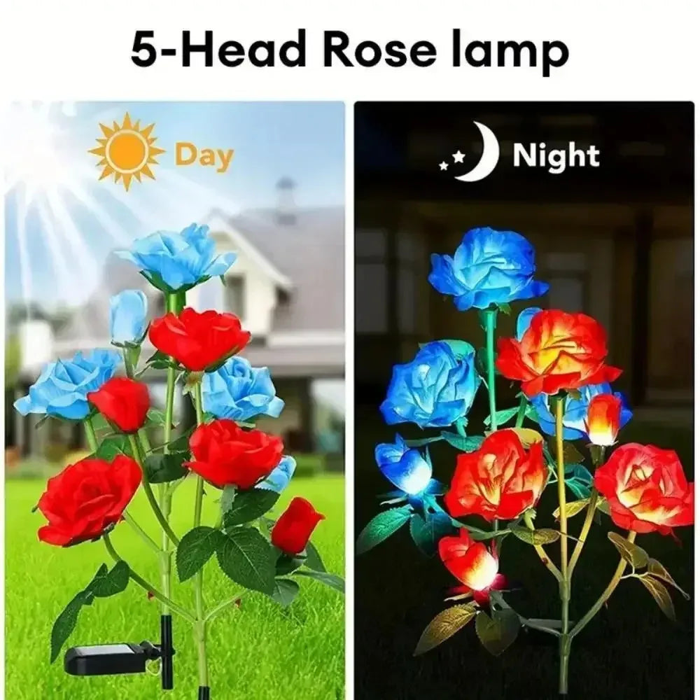 Solar Garden Lights LED Solar Flowers Rose Lawn Lamp  Outdoor Waterproof Outside Light for Patio Yard Garden Wedding Xmas Decor
