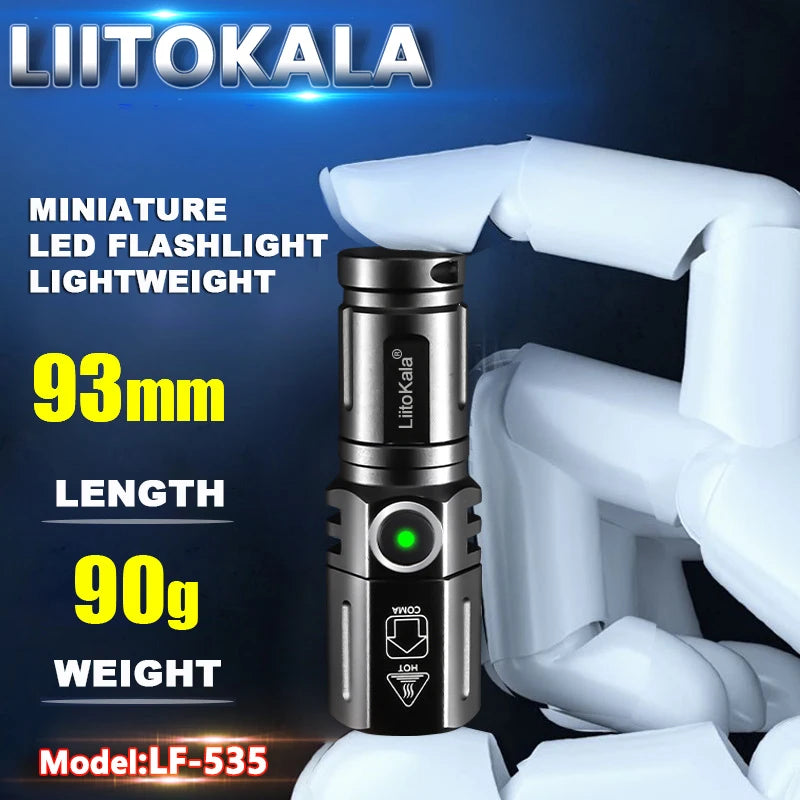 LiitoKala LF-536 LF-535 LED white laser Mini Flashlight 16340 700mAh Rechargeable Battery