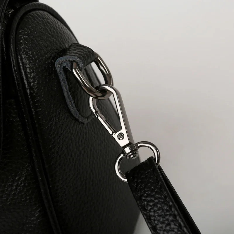 Luxury Solid Color Genuine Leather Ladies Messenger Bag 100% Soft Cowhide Shoulder Crossbody Bags For Women 2026 Female Handbags