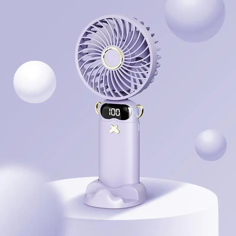 Portable Mini Fan With 6 Speeds LED USB Rechargeable Charging Small Foldable Battery Fans Handheld Desk Bedroom Indoor Outdoor