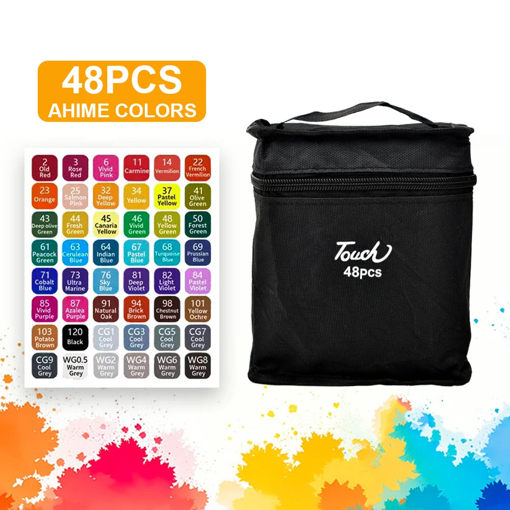 24/36/60/80/120/168 Colors Double Headed Oily Art Marker Pen Set for Draw Sketching ,Manga Illustration And Artistic Drawing