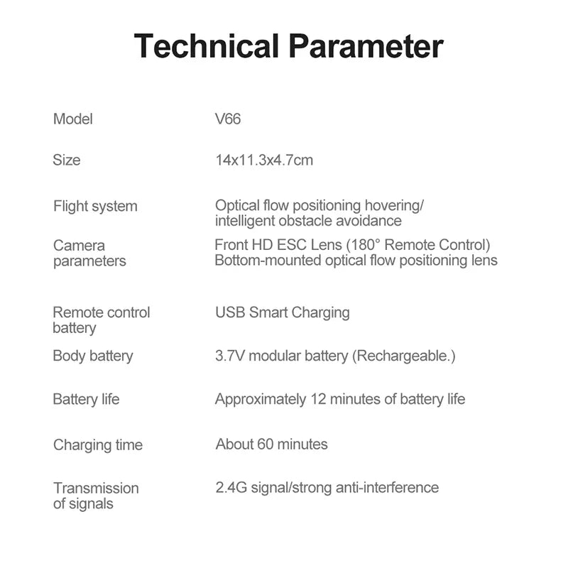 New V66 Mini RC Aerial Photography Drone Professional Wide Angle HD Camera Foldable Obstacle Avoidance Helicopter High Altitude