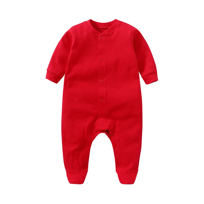 Baby Clothing Boy Girl Jumpsuits Foot Binding Cotton Rompers Solid Color Front Open Button Bodysuits Baby Outfits 0-12 Months
