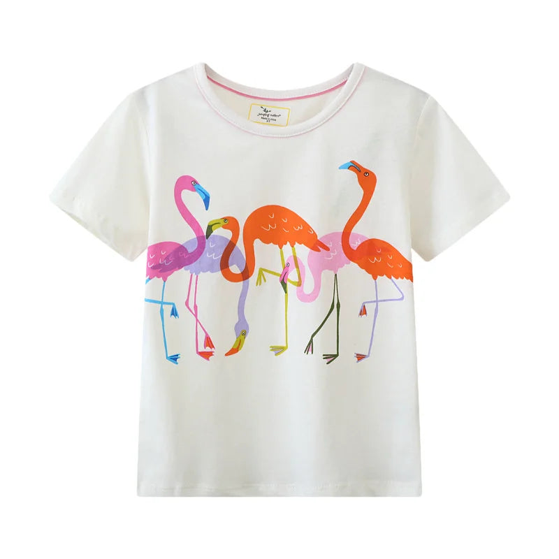 Jumping Meters 2-7T Animals Print 100% Cotton Baby Girls Tees Cotton Summer Toddler Clothes Kids Tops Children's Tshirts