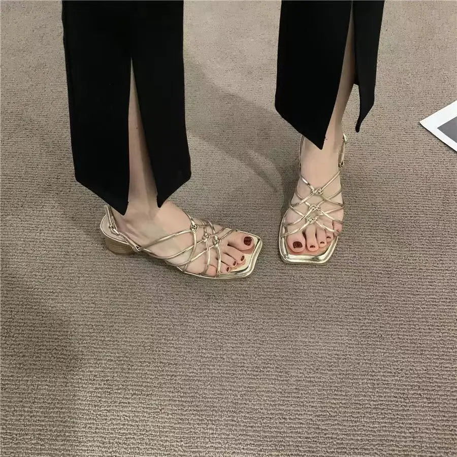 Ladies Shoes with Low Heels Summer 2025 for Party and Weddings Footwear Sexy Open Toe Sandals Women Daily Wholesale on Offer Vip