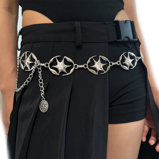 Women's Fashion Accessories Skirt Suit Decoration Belt Waist Chain Metal Belts for Women Cowgirl Western Adjustable Concho Belt