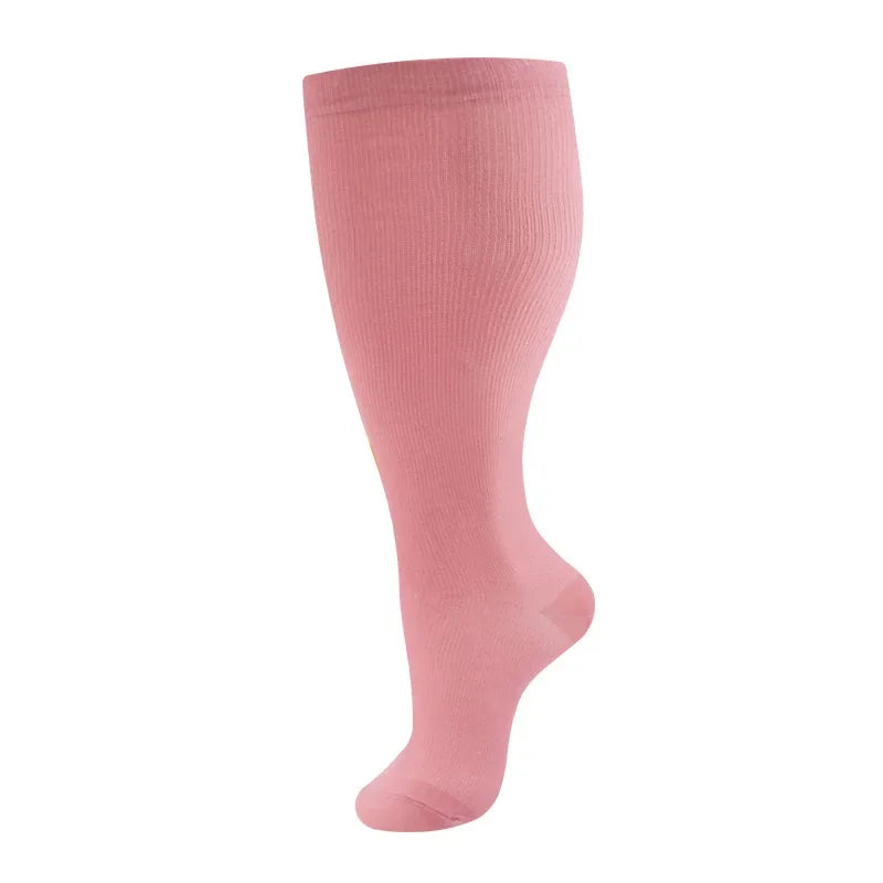 Plus Size Compression Socks for Women Men 20-30 MmHg Wide Calf Extra Large Knee High Flight Sock for Circulation Support 2XL-4XL