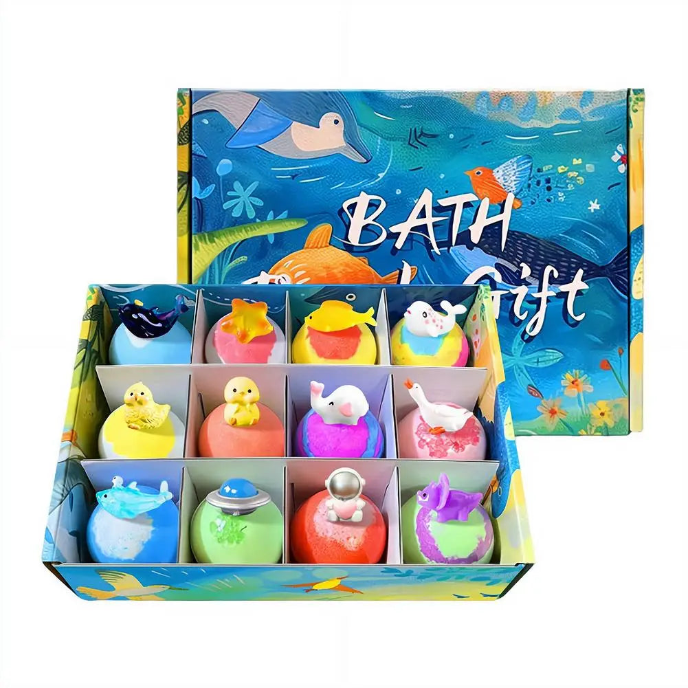Bubble Bath Bombs For Kids 12 Pack Ocean Themed With Hidden Floating Toys Safe Essential Oil Moisturizing Bath Fizzies