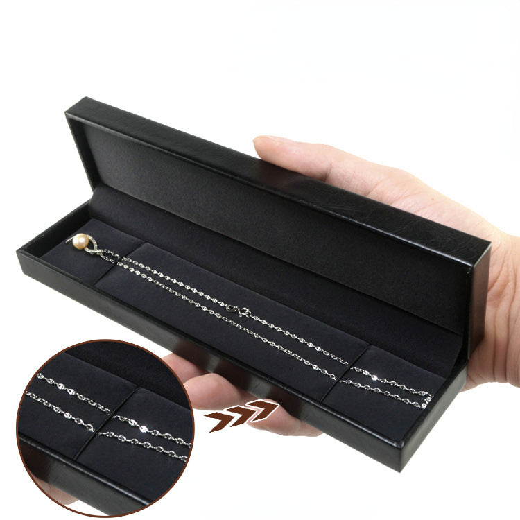 Black PU Leather Ring Box Jewelry Packing Box Necklace Pendant Bracelet Gift Box Earrings Necklace Bracelet Packing Set
