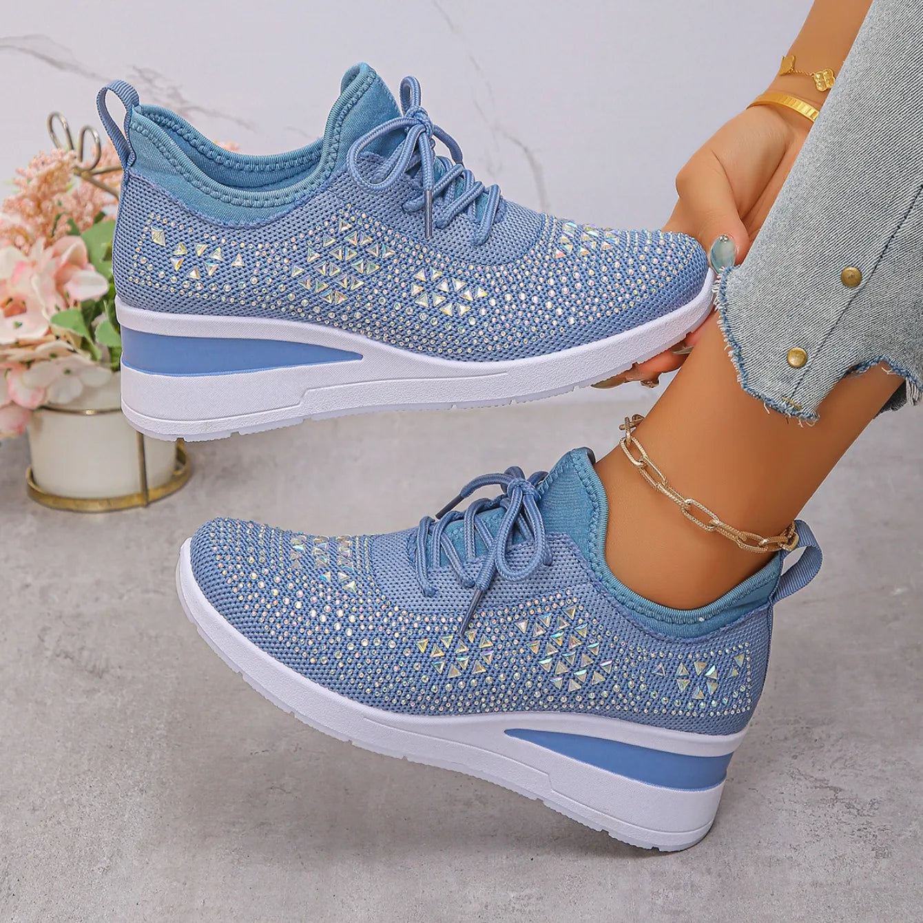 Women Sneakers 2025 New Mesh Outdoor Platform Sneakers Women Wedges Thick Bottom Breathable Casual Tennis Vulcanize Shoes Women