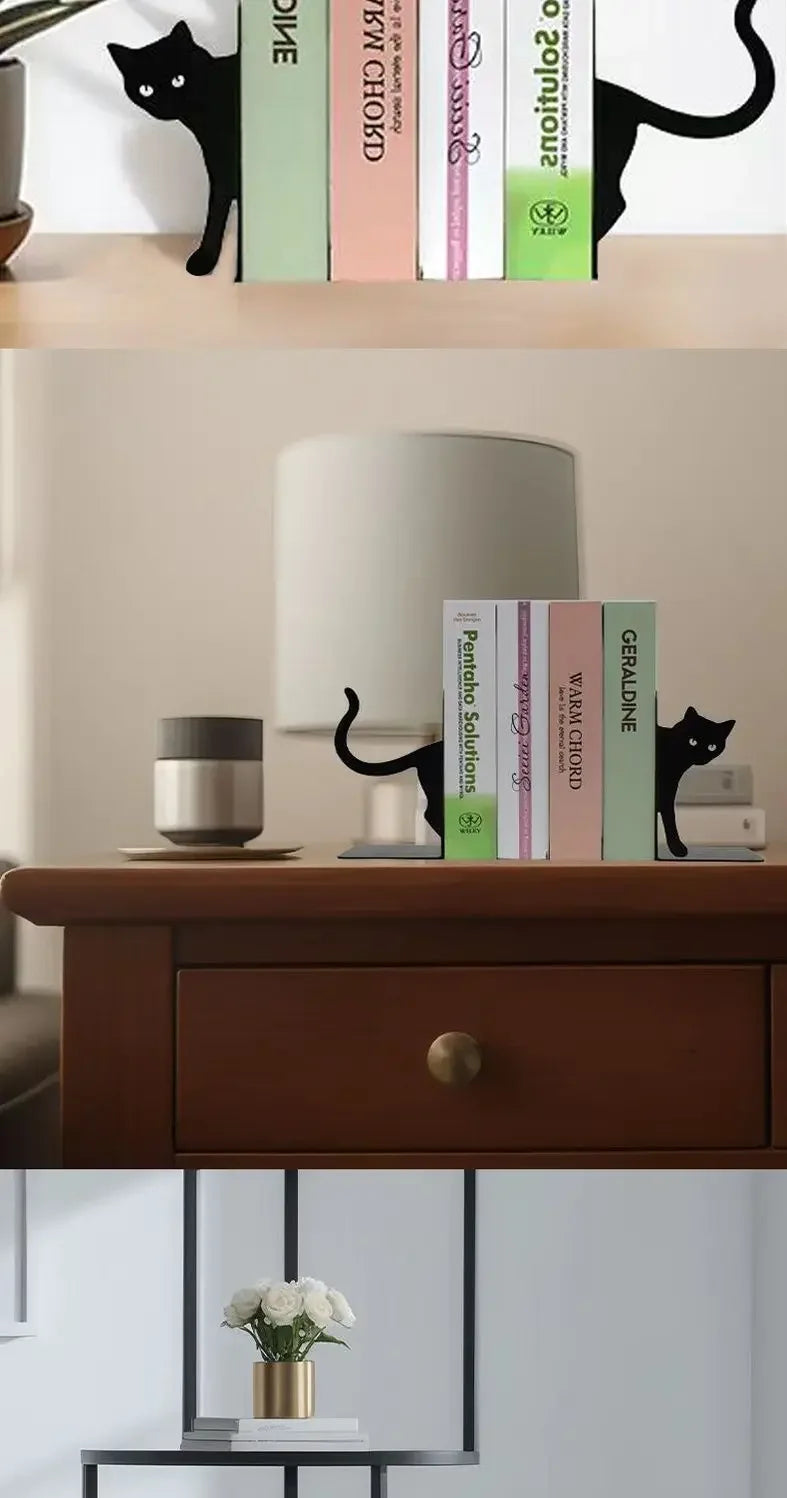 Cute cat stationery bookends desk organizer book stand holder human evolution Creative interesting office accessories book ends