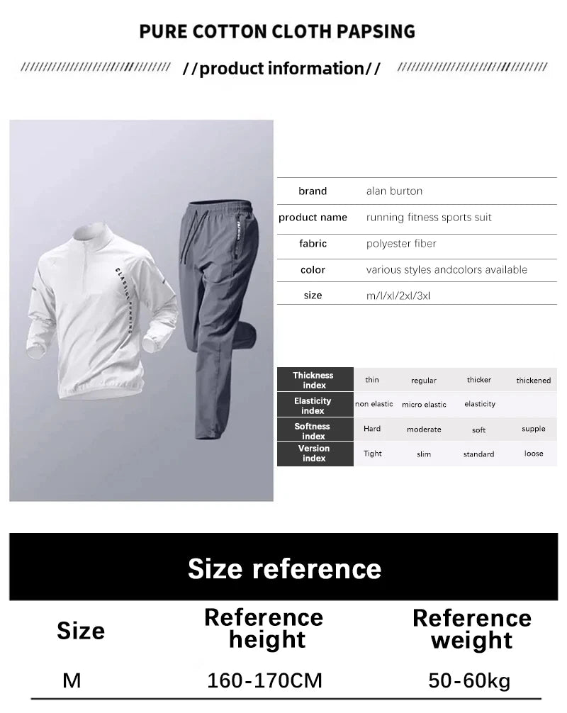 Men's Fall Running Tracksuit Casual Outdoor Quick-Dry Running Clothes for Autumn Spring Ideal Gym Track Field Sports Training