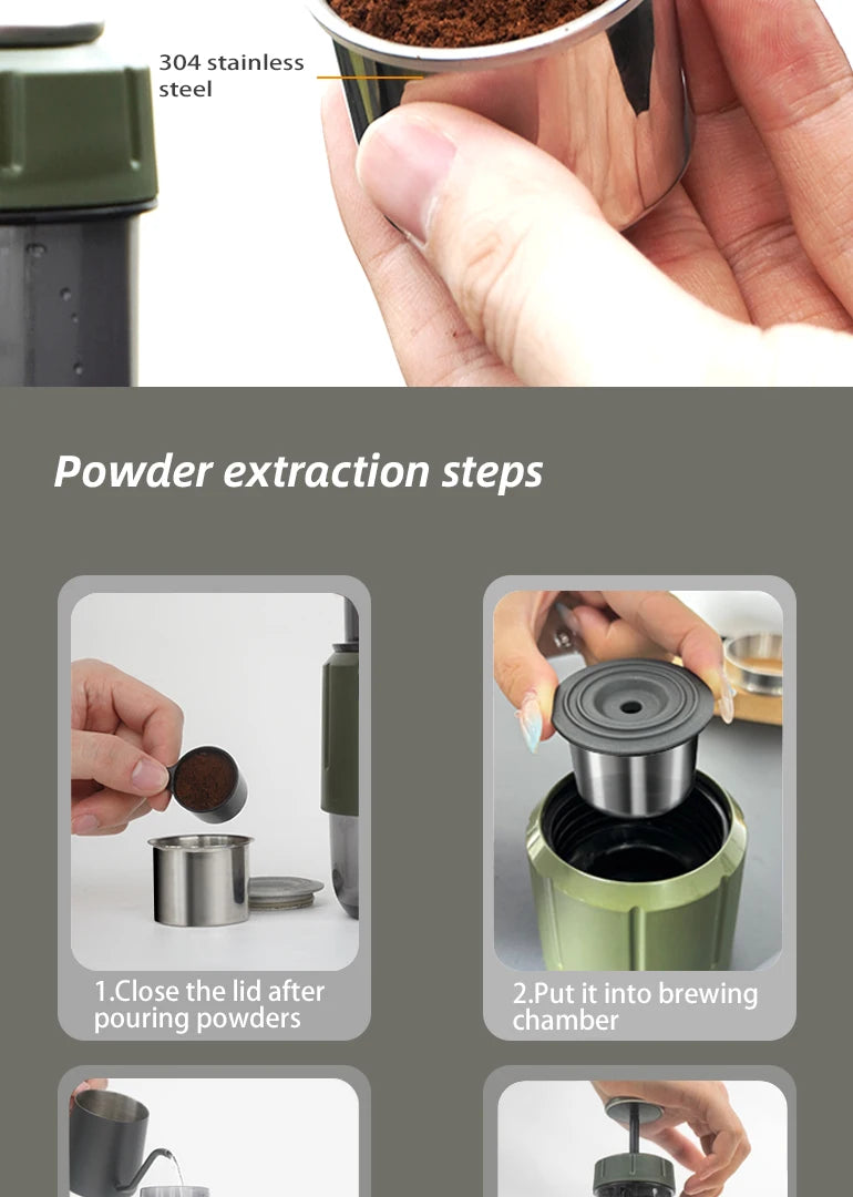 HiBREW 2 in 1 Portable Coffee Machine Hot/Cold Water Manual Espresso Maker For Capsule & Ground Hand Press Brewer H4D