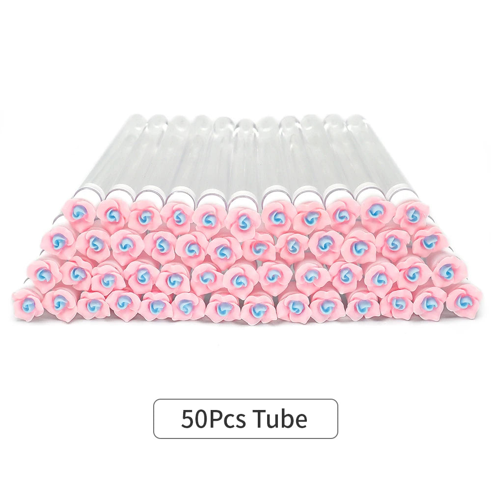 10/50Pcs Flower Eyelash Brush Tube Disposable Mascara Wands Tube Reusable Lash Spoolies Brush Dust-proof Cleaner Storage Tubes