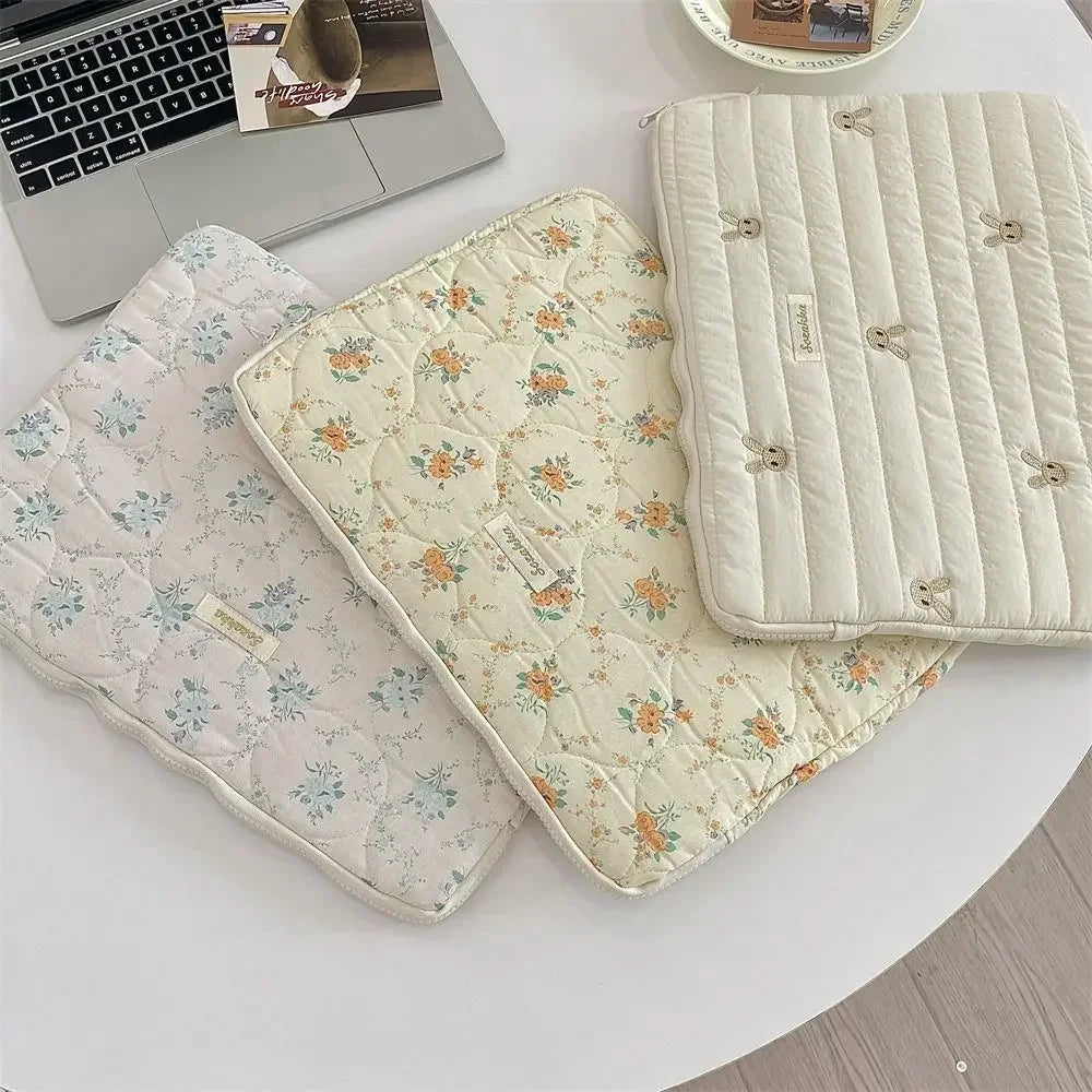 Universal Rabbit Laptop Sleeve Case 11/13/15 inch Broken Flowers Laptop Bag Bowknot Shockproof Tablet Protective Pouch
