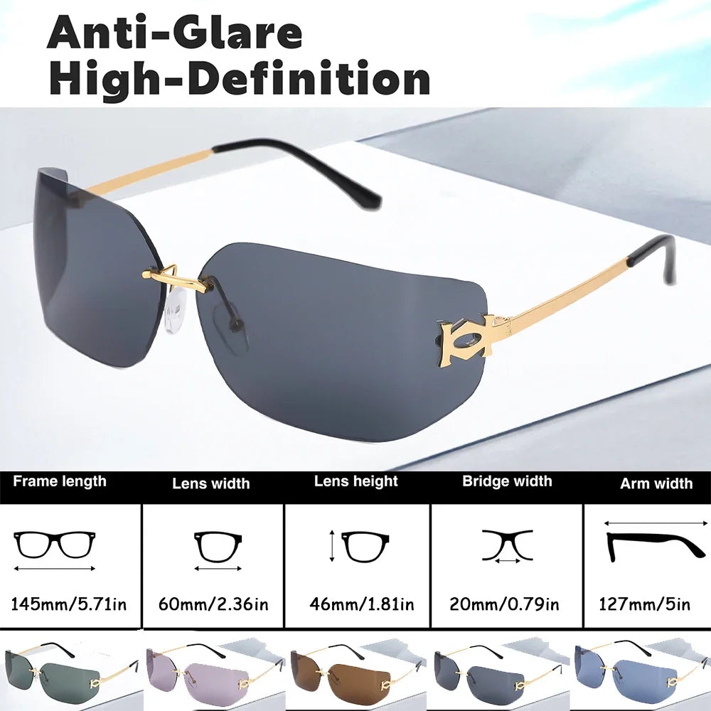 Women Sunglasses Fashion Rimless Rectangle Sunglasses for Women Luxury Design Trendy Frameless Sun Glasses Female UV400