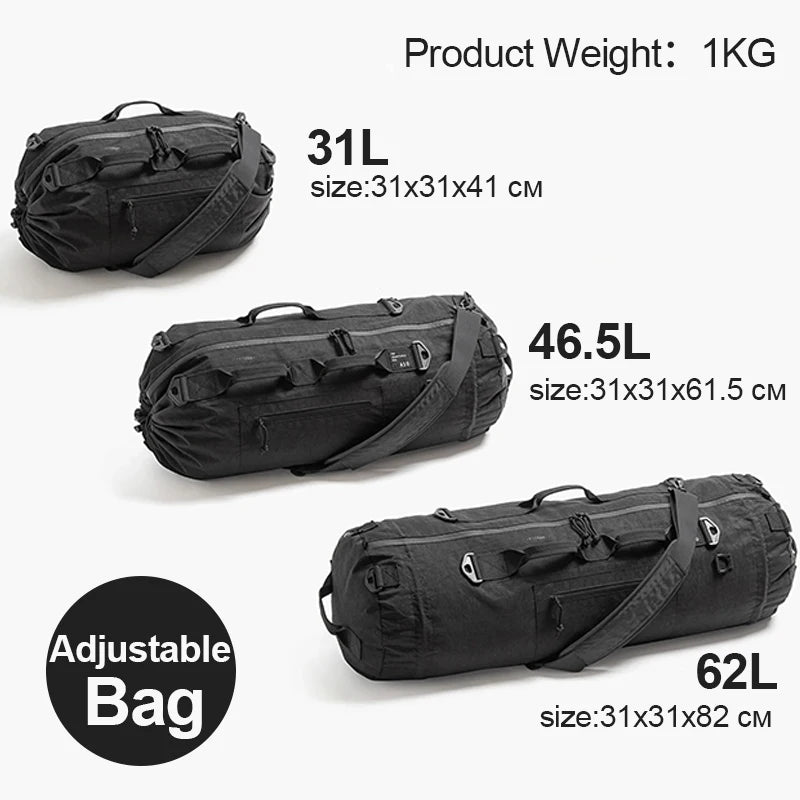 60L Travel Duffel Bag, Adjustable Sports Duffle Bag Upgraded Waterproof Gym Bag Overnight Weekender Bag Foldable Travel Backpack