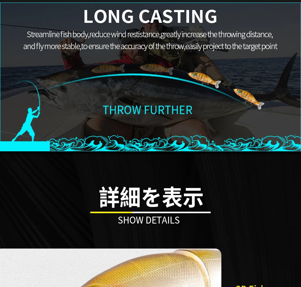 BEARKING Top Fishing Lures 135mm 1oz Jointed minnow Wobblers ABS Body with Soft Tail SwimBaits soft lure for pike and bass