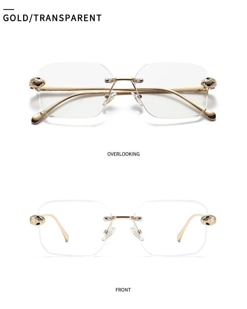 Retro Rectangle Rimless Sunglasses Women 2026 Luxury Designer Punk Square Sun Glasses for Ladies UV400 Gradient Eyewear Shades