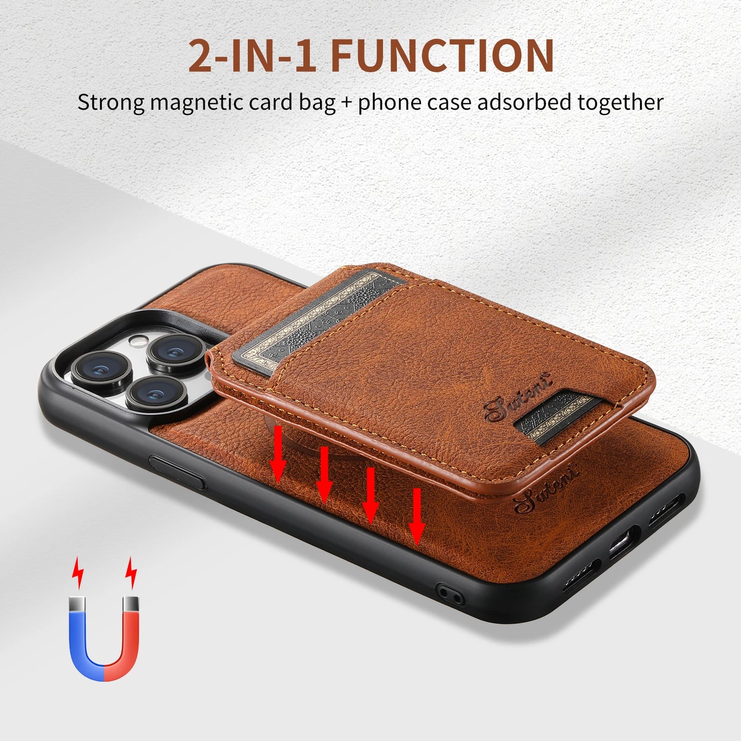 Wallet Phone Case Card Holder Leather Magnetic Pocket Cover For Wireless Charging For iPhone 12 13 14 15 16 Plus 17 ProMax