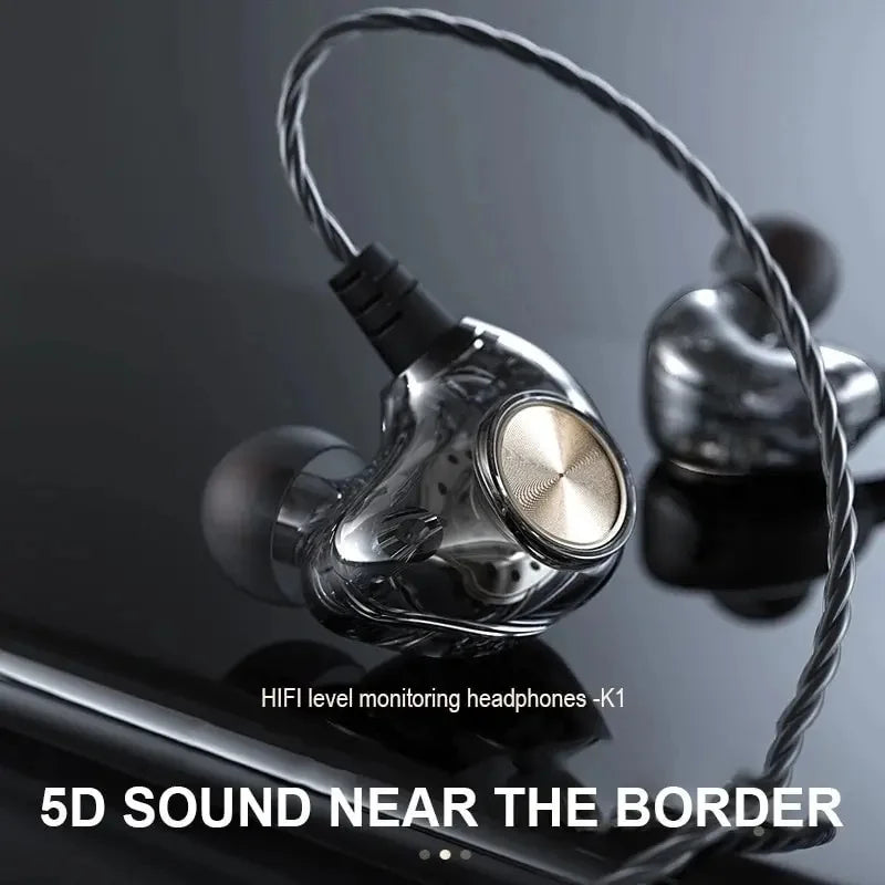 Dynamic HiFi Wired Earphone In Ear Monitor Sport Headphones Bass Stereo Gaming Noise Cancelling Headset Music Earbuds With Mic
