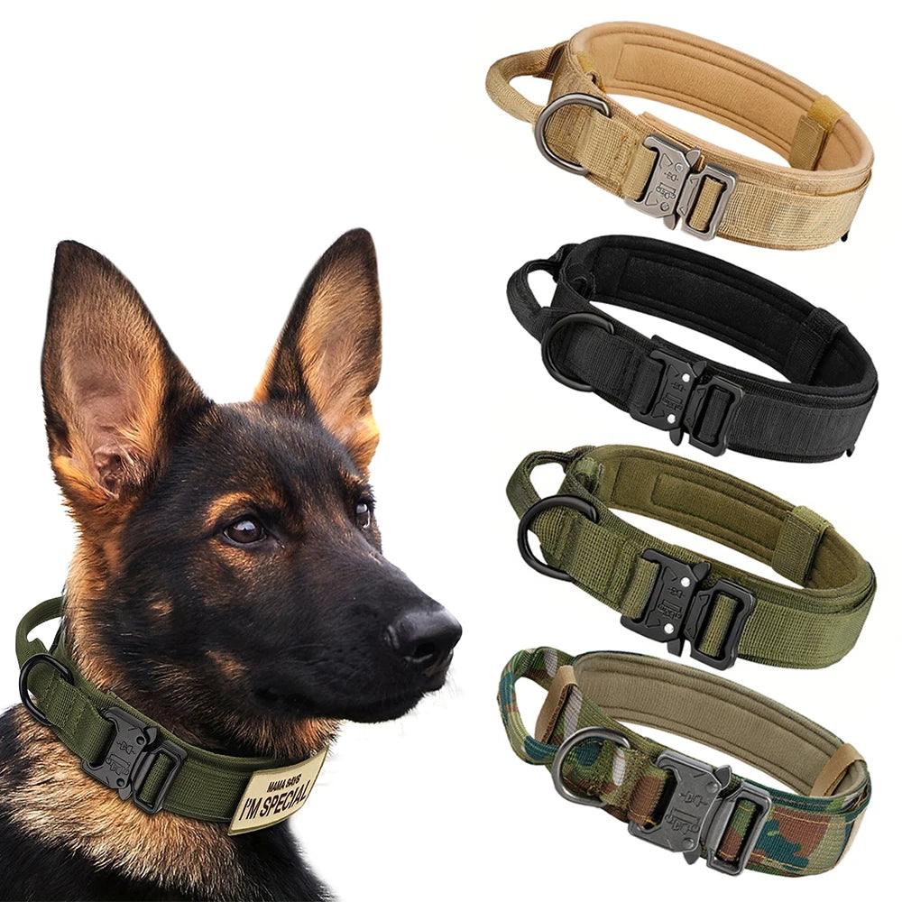 Pet Products Outdoor Tactical Dog Collar Metal Buckle Breathability Nylon Collar Medium and Large Dog Training Neck Collar Dog