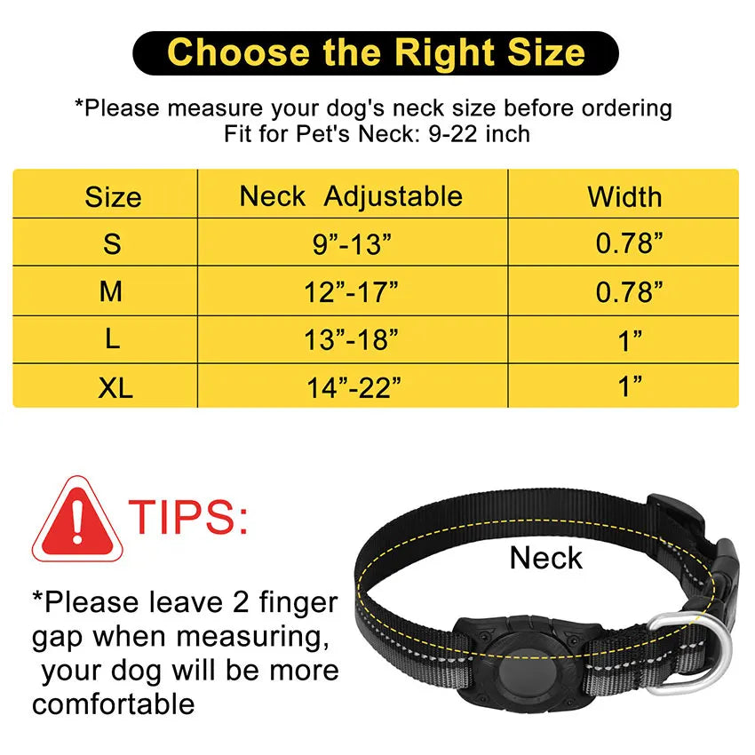All Seasons 360Reflective Polyester Dog Collar Airtag Protect Case IP68 Waterproof Full Body Covered Airtag Collar Holder