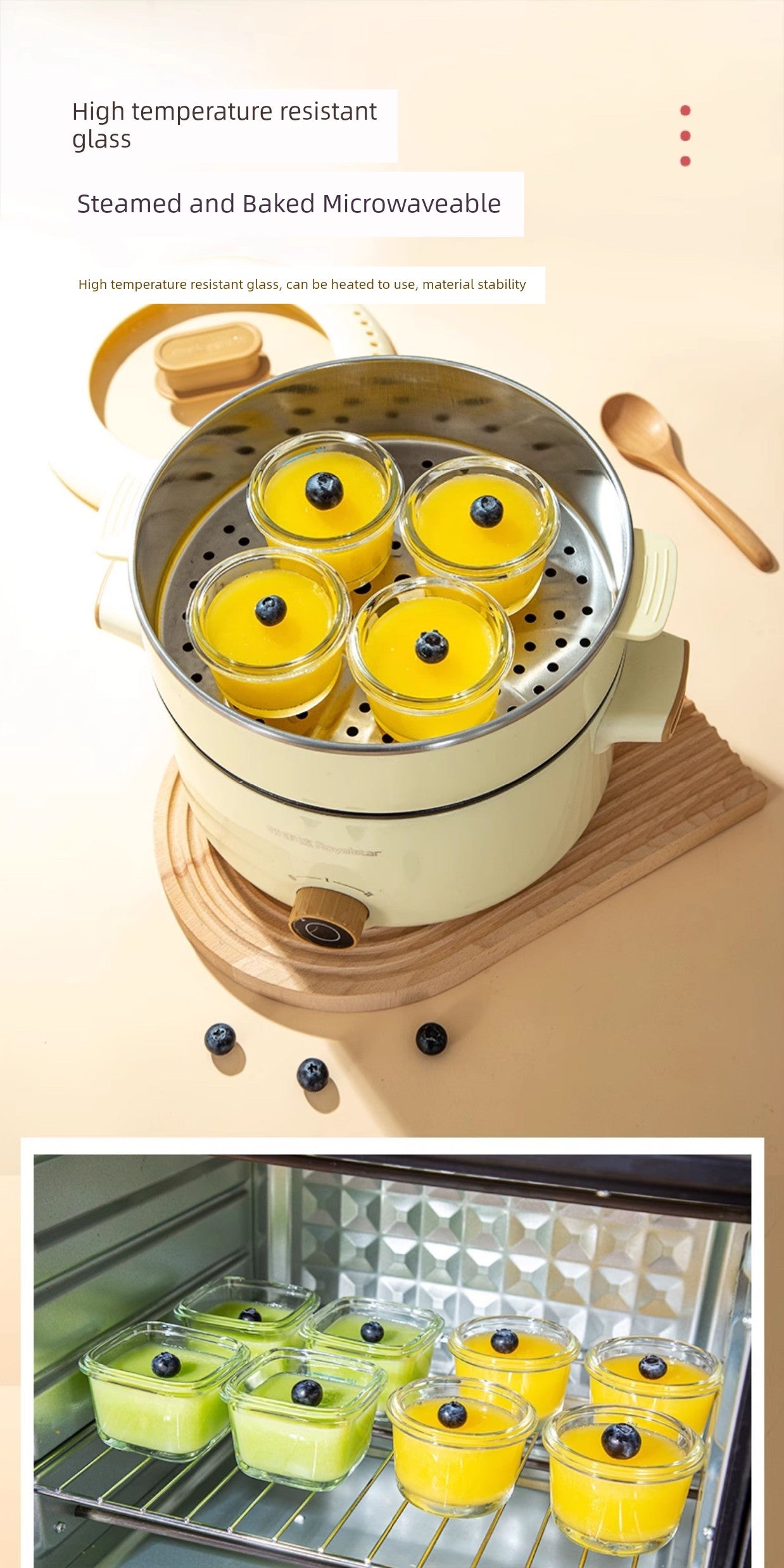 Steam Baking Oven Baby Yogurt Pudding Glass Air Fryer