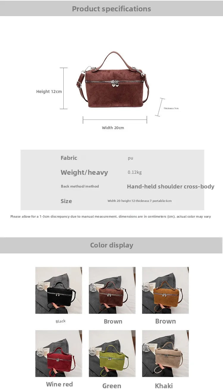 Luxury Suede Versatile Shoulder Bag  Purse Fall Winter Retro Matte Crossbody Handle Bag for Women Texture Simple Satchels Bag