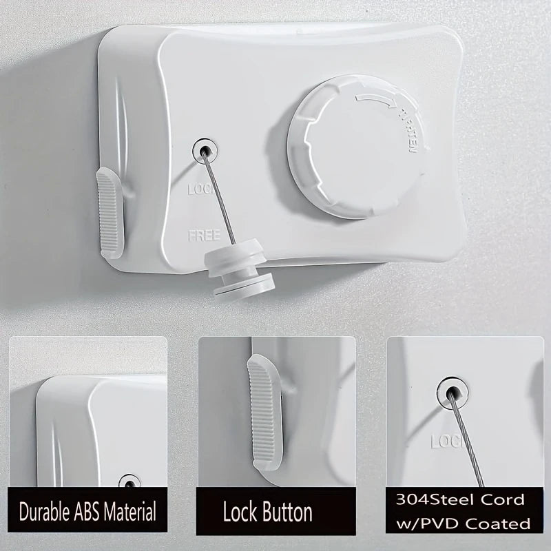 Retractable Clothesline 5M Anti-Sag Clothes Drying Laundry Line Indoor Space Saving Wall-Mounted Invisible Clothesline Ropes New