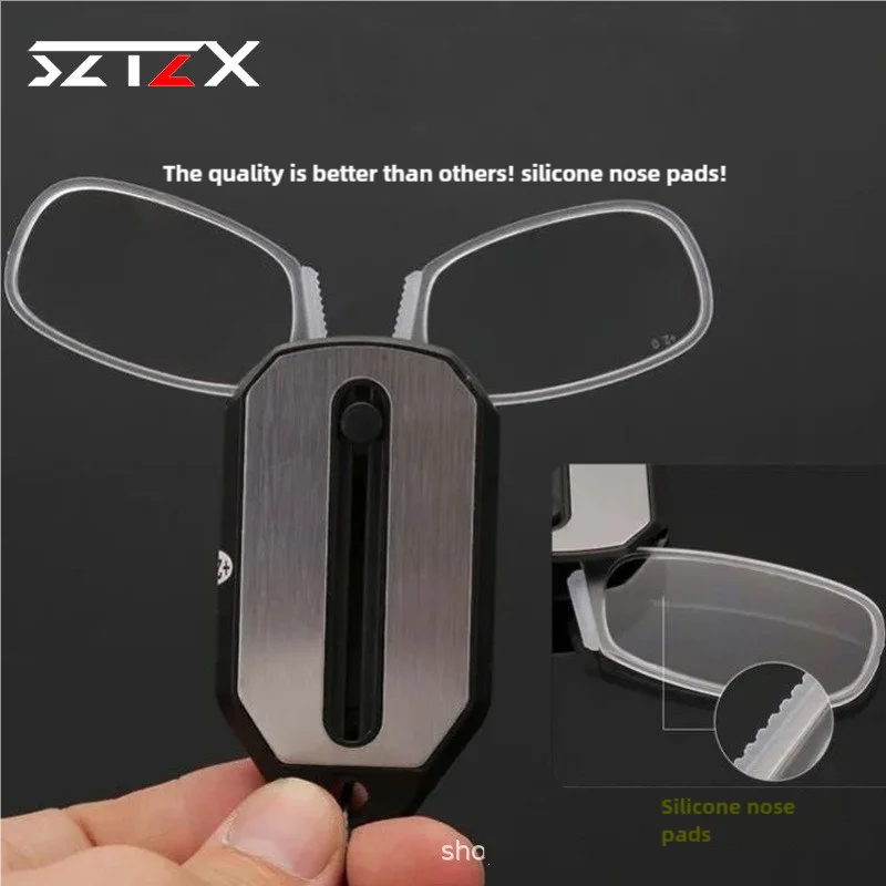 Nose Clip-on Reading Glasses Folding Legless Ultralight Keychain Glasses Men Women Mini Portable Presbyopic Glasses +1.0 To +3.0