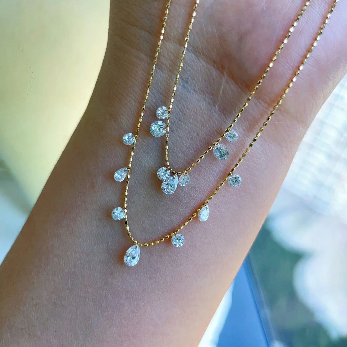S925 pure silver women's necklace water droplet pendant collarbone chain light luxury fashion personality holiday gift