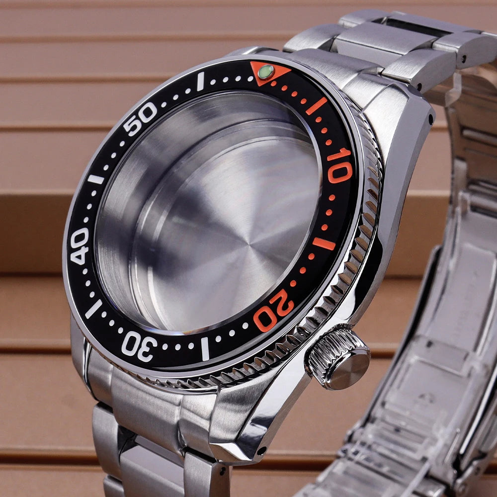 Diver NH35 42mm Watch Case Sapphire Glass Solid Bottom Cover For SPB185J1/187J1 NH34 NH35 NH36/38 Movement Stainless Steel Strap