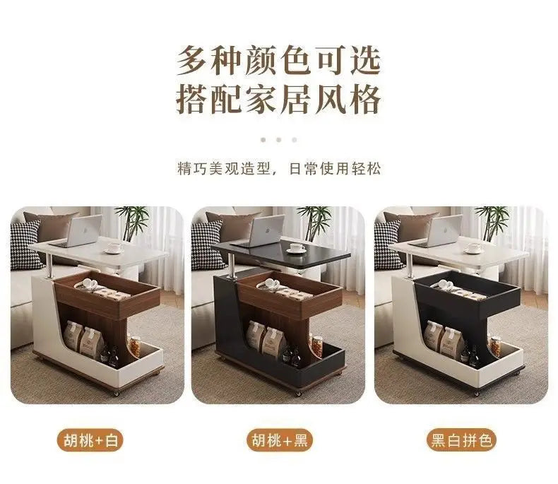 Solid Wood High-End Bedroom Furniture Luxury Modern Slate Multifunctional Side Cabinet Sofa Trolley Lift Capabilities Accessible