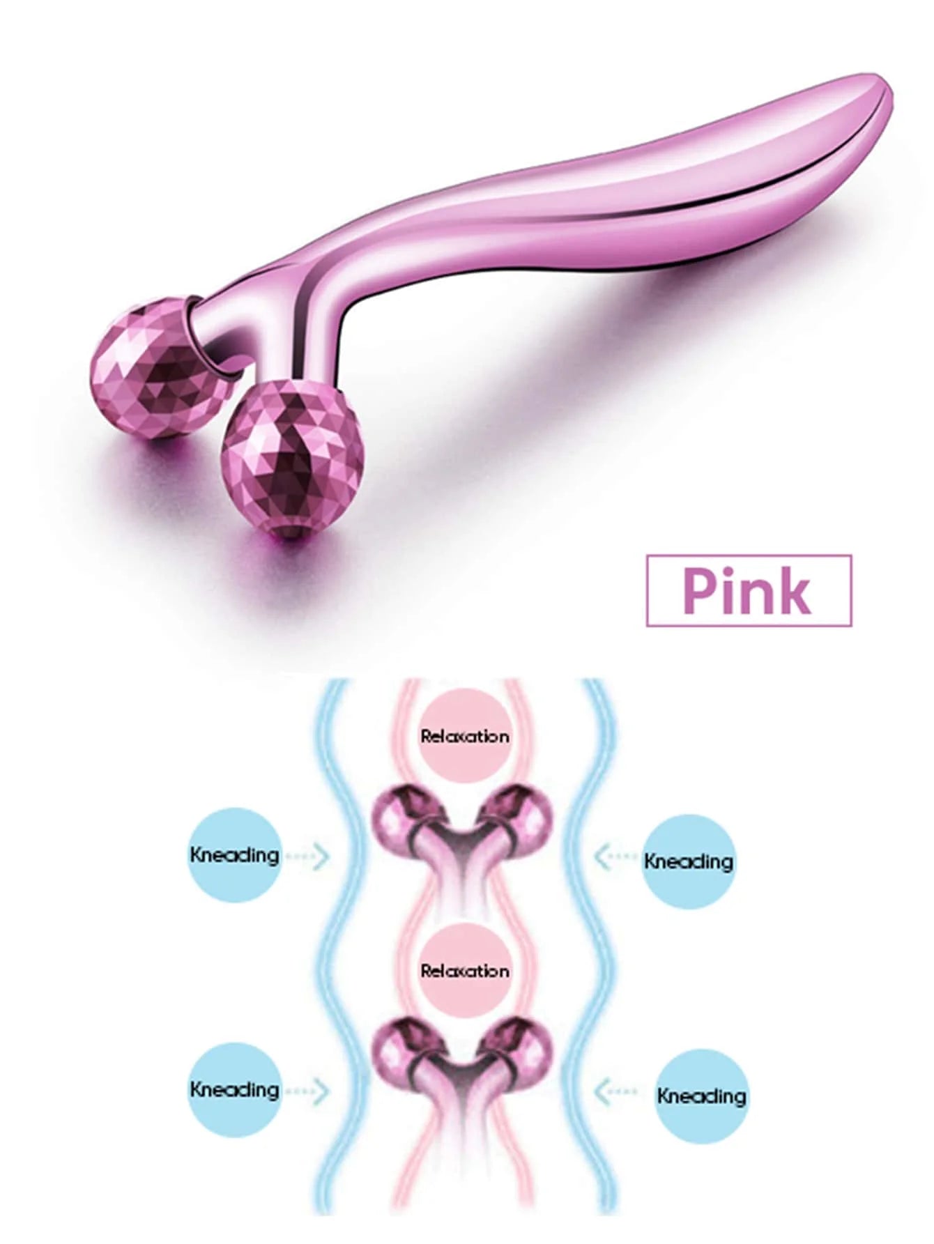 3D Roller Massager Facial Manual Rotating Massager Y-Shape Face Lifting Wrinkle Reducing Massager Body Relaxation Massage Tool