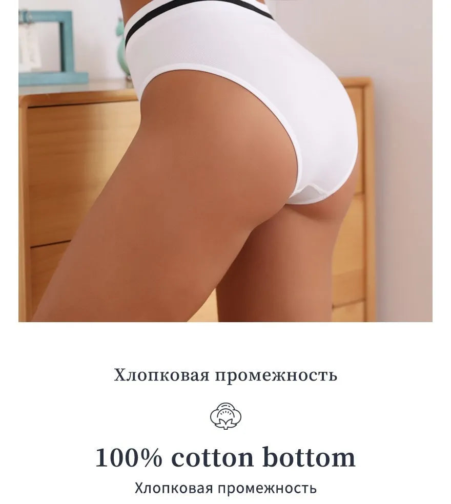 S-3XL 3-5Pcs Women Sport Briefs High Waist Panties Comfort Solid Color Underwear Sexy Underpants Intimate Lingerie Soft Briefs