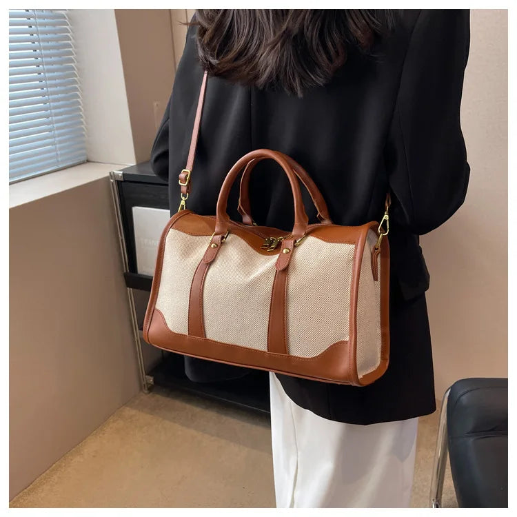 Women Canvas Large Capacity Travel Bags Custom Logo Travel Storage Handbag Vintage Fitness Luggage Bag Personality Customization