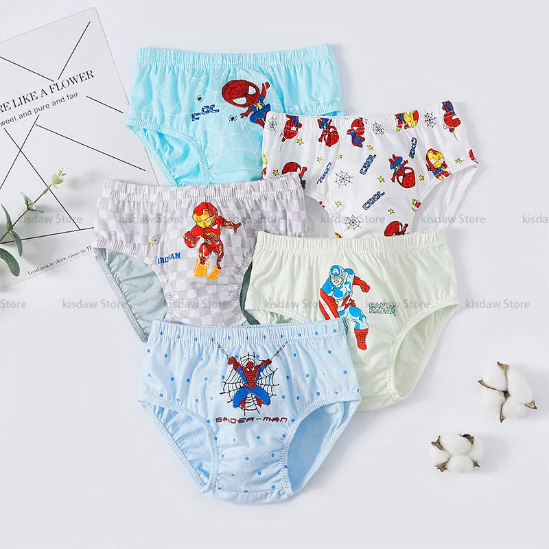Exquisite Boxed 5-Piece Boys Cotton Underwear Comfortable and Breathable Briefs Boys Spider-Man Print Children Triangle Panties