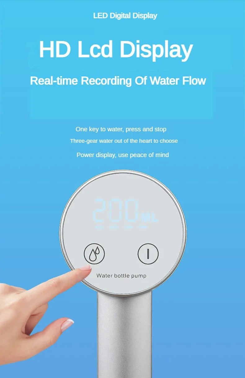 Electric Water Gallon Bottle Pump Automatic Water Dispenser Pump 19 Liters Foldable Desktop Water Bottle Pump USB Rechargeable