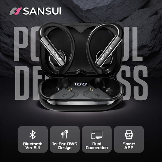 Sansui In-Ear OWS Bluetooth 5.4 Earphones Air Conduction Sports Wireless Headphone High Quality Bluetooth Headset with Smart app