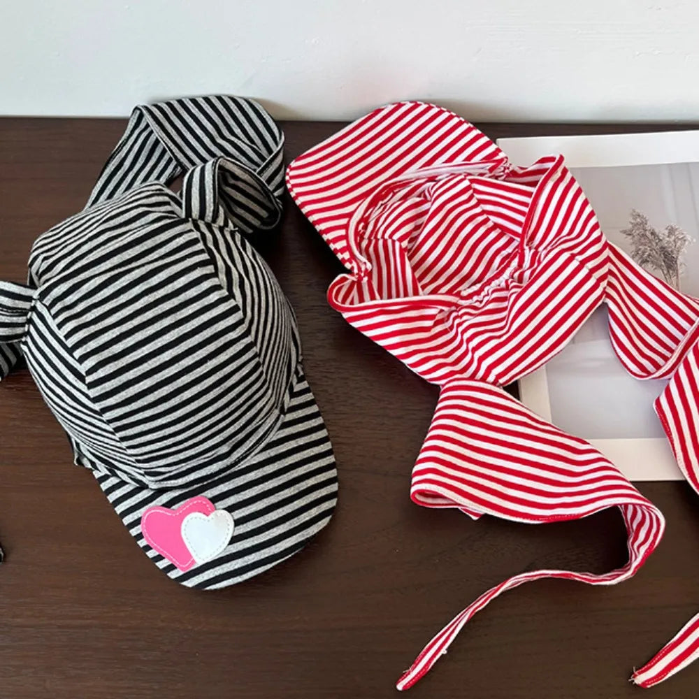 Apparel Accessories Rabbit Bunny Ears Baseball Cap Cotton Sunscreen Lop Ear Cap Hip Hop Y2K Heart Stripe Hat Street