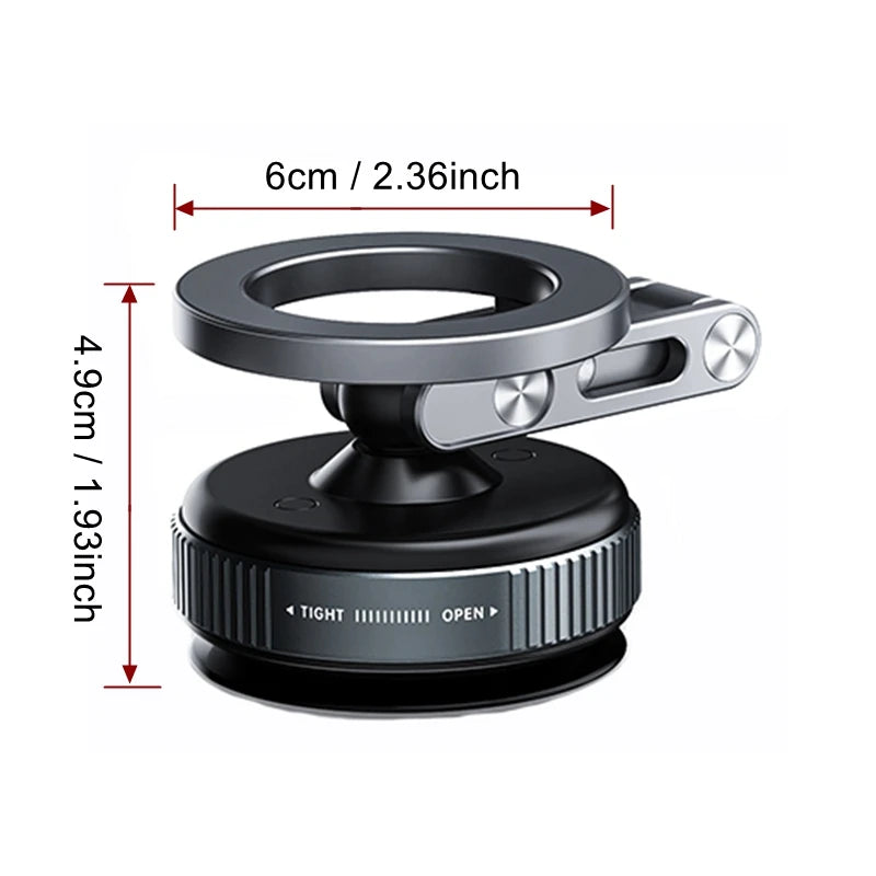 Magnetic Car Phone Holder, Mechanical Vacuum Suction Phone Holder, 360°Rotating Folding Car Navigation Gym Streaming Bracket