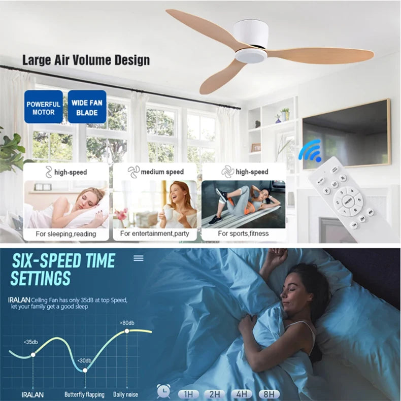 Modern Ceiling Fans No Light DC Motor Remote Control Cooling Fans Low Floor Ceiling Fan Silent Large Home Fan AC95-260V